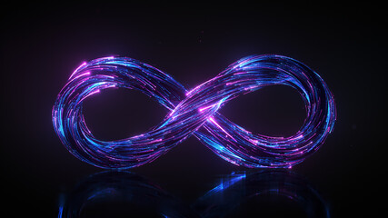 Neon infinity sign 3D render illustration - 469273901