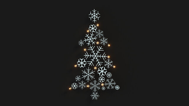 Snowflake Christmas tree 3D render