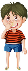 Snot boy cartoon character on white background