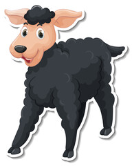 Black sheep farm animal cartoon sticker