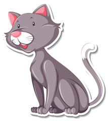 Grey cat animal cartoon sticker