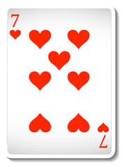 Seven of Hearts Playing Card Isolated