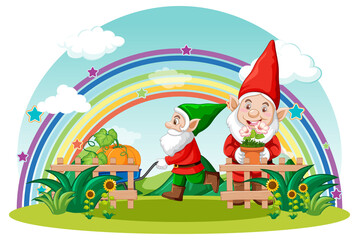 Obraz na płótnie Canvas Gnome cartoon character in the garden