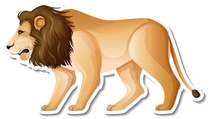 A sticker template of lion cartoon character