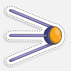 cartoon icon of doodle first satellite of earth. Space exploration begins. Cosmonautics Day at 12 April. Vector isolated on white background