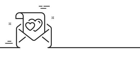 Love letter line icon. Valentine sign. Couple relationships symbol. Minimal line illustration background. Love letter line icon pattern banner. White web template concept. Vector