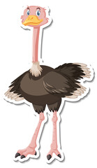 Ostrich cartoon character sticker