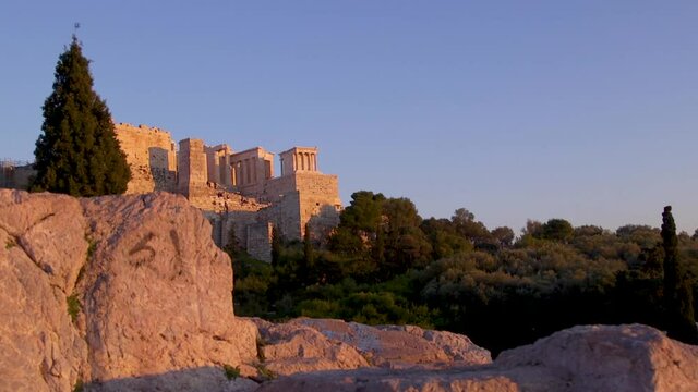 Golden light on the Parthenon in Athens, Greece.