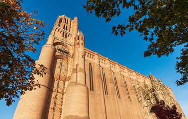 The Sainte Cécile cathedral, taken from low angle, in Albi in the Tarn, Occitanie, France © FredP