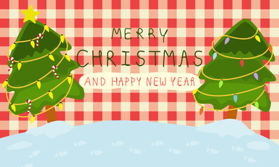 Seamless pattern and Background with Merry Christmas. Vector. Hand drawn