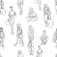 fashion sketch woman character pattern