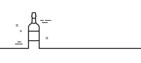 Brandy bottle line icon. Whiskey or Scotch alcohol sign. Minimal line illustration background. Brandy bottle line icon pattern banner. White web template concept. Vector