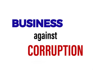 Business against corruption written on a white background 