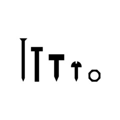 construction screws and nails on a white background. Construction tool. Vector illustration.