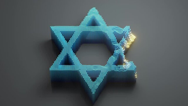 Star of David. 3D render animation