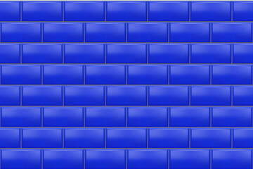 Subway tile pattern. Blue seamless brick background. Vector metro wall or floor texture. Interior glossy mosaic grid with rectangle elements.