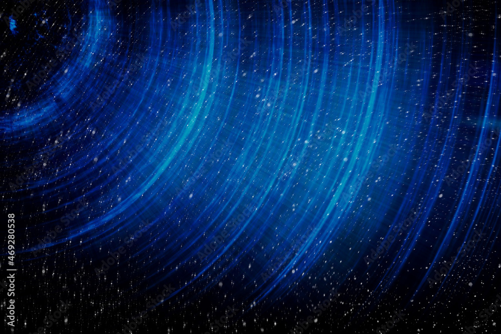 Wall mural blue abstract background with spiral pattern. galaxies with stars and planets with circular motifs i