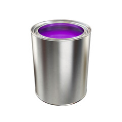 An open jar with purple paint on a white background, 3d render