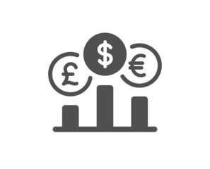Currency rates icon. Money exchange sign. Stock trade symbol. Classic flat style. Quality design element. Simple currency rate icon. Vector