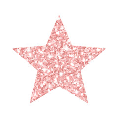 Rose gold glitter star on white background. Vector