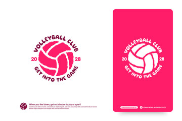 Volleyball club logo design template, Volley tournaments logotype concept. Volleyball team identity isolated on white Background, Abstract sport symbol design vector illustrations