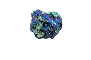 Macro mineral stone Malachite and Azurite against white background