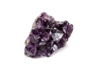 Amethyst Crystal Druse  macro mineral on white background close up