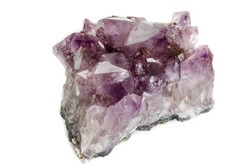 Amethyst Crystal Druse  macro mineral on white background