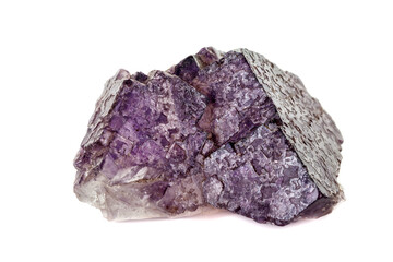 macro mineral fluorite stone on white background