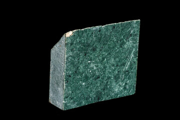 Macro stone Nephrite mineral on black background