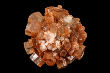 Macro stone Aragonite mineral on a black background