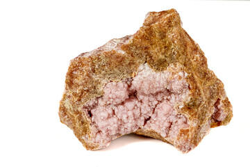 Macro stone cobalt calcite mineral on white background