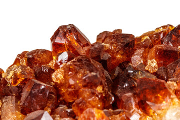 Macro mineral stone Citrine on white background