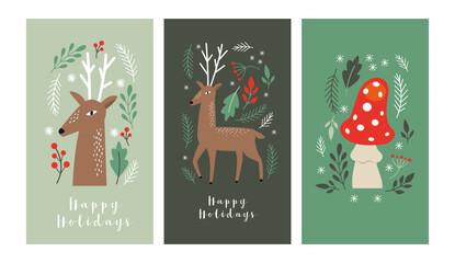 Set of Christmas vertical banners, Happy New Year cards