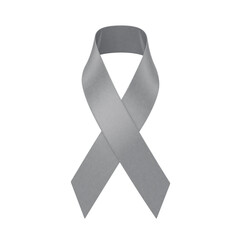 Gray awareness ribbon on a white background, 3d render