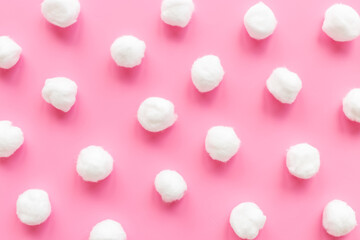 Cotton wool balls pattern for cleansing skin. Cosmetic makeup remover supplies