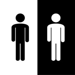 figures of people, pictogram, white stick man on a black background is standing, and a black stick man on a white background is standing