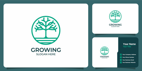 growing logo set with line and business card style
