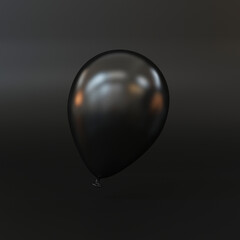 Black balloon on a black background, 3d render