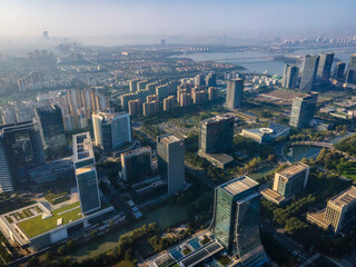 Aerial photography of China's Suzhou architectural landscape skyline