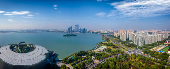Aerial view of Suzhou city, China