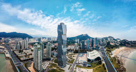 Fototapeta premium Aerial photography of Lianyungang city architecture skyline