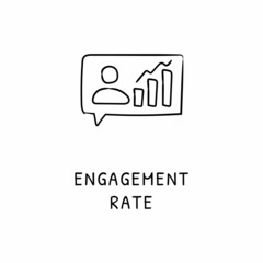 ENGAGEMENT   RATE icon in vector. Logotype - Doodle