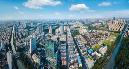 Fototapeta na wymiar Aerial photography of Zhangjiagang city scenery