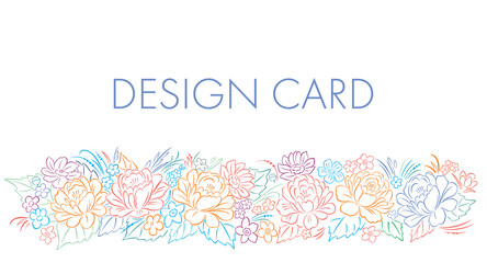 Linear painted flowers. Corporate environment for design. Postcard design
