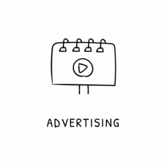ADVERTISING icon in vector. Logotype - Doodle
