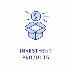 INVESTMENT PRODUCTS icon in vector. Logotype - Doodle