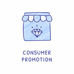 CONSUMER PROMOTION icon in vector. Logotype - Doodle
