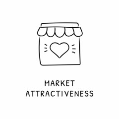 MARKET ATTRACTIVENESS icon in vector. Logotype - Doodle