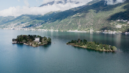 Scenic areal view from island brissago in Switzerland Ticino.